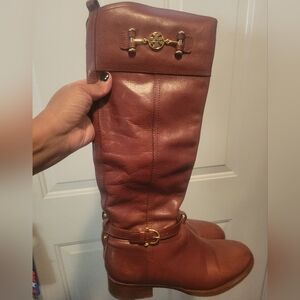 Tory Burch Brown Leather Riding Boots